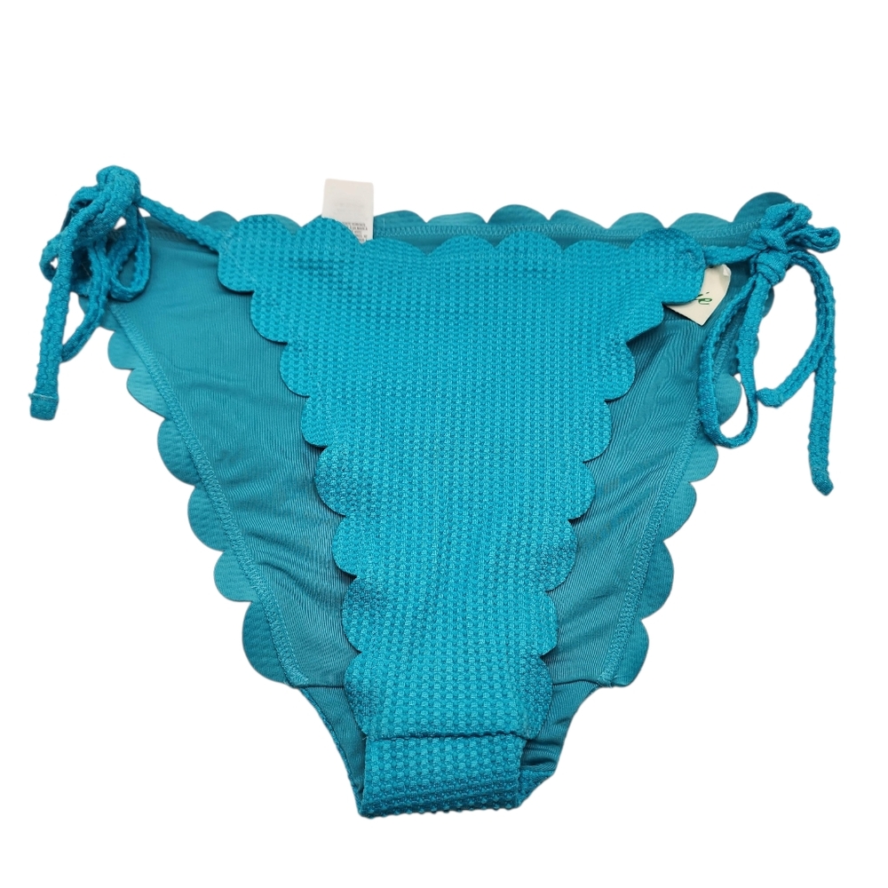 Aerie Tie Cheeky‎ Blue Scalloped Bottoms Nwt Size Medium Or Large